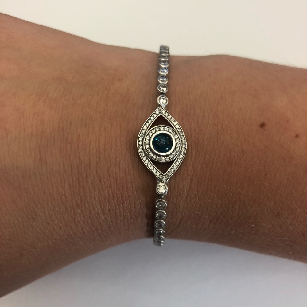 .925 silver, blue evil eye tennis bracelet